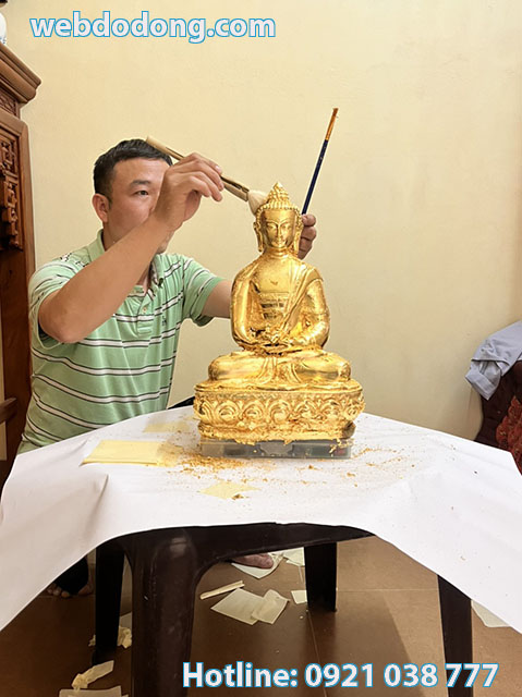 Dát vàng lá 24k mẫu tượng phật cho anh Quỳnh ở Tân Bình